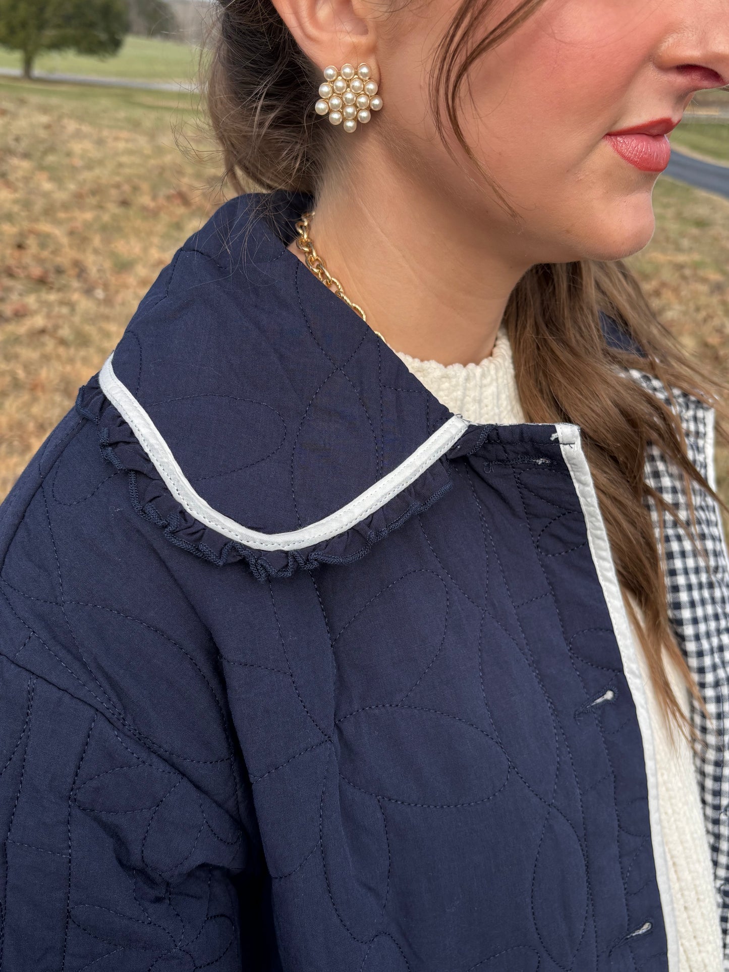 Navy Quilted Jacket