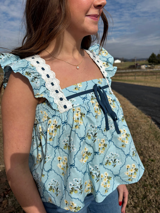 Blue Floral Top