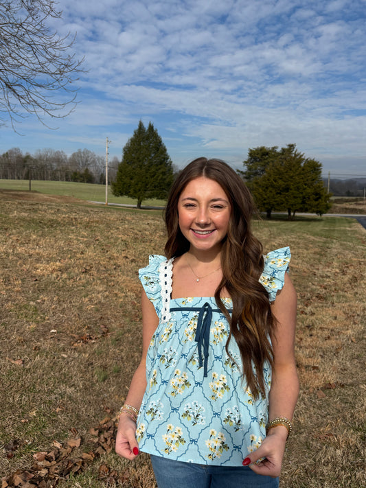 Blue Floral Top