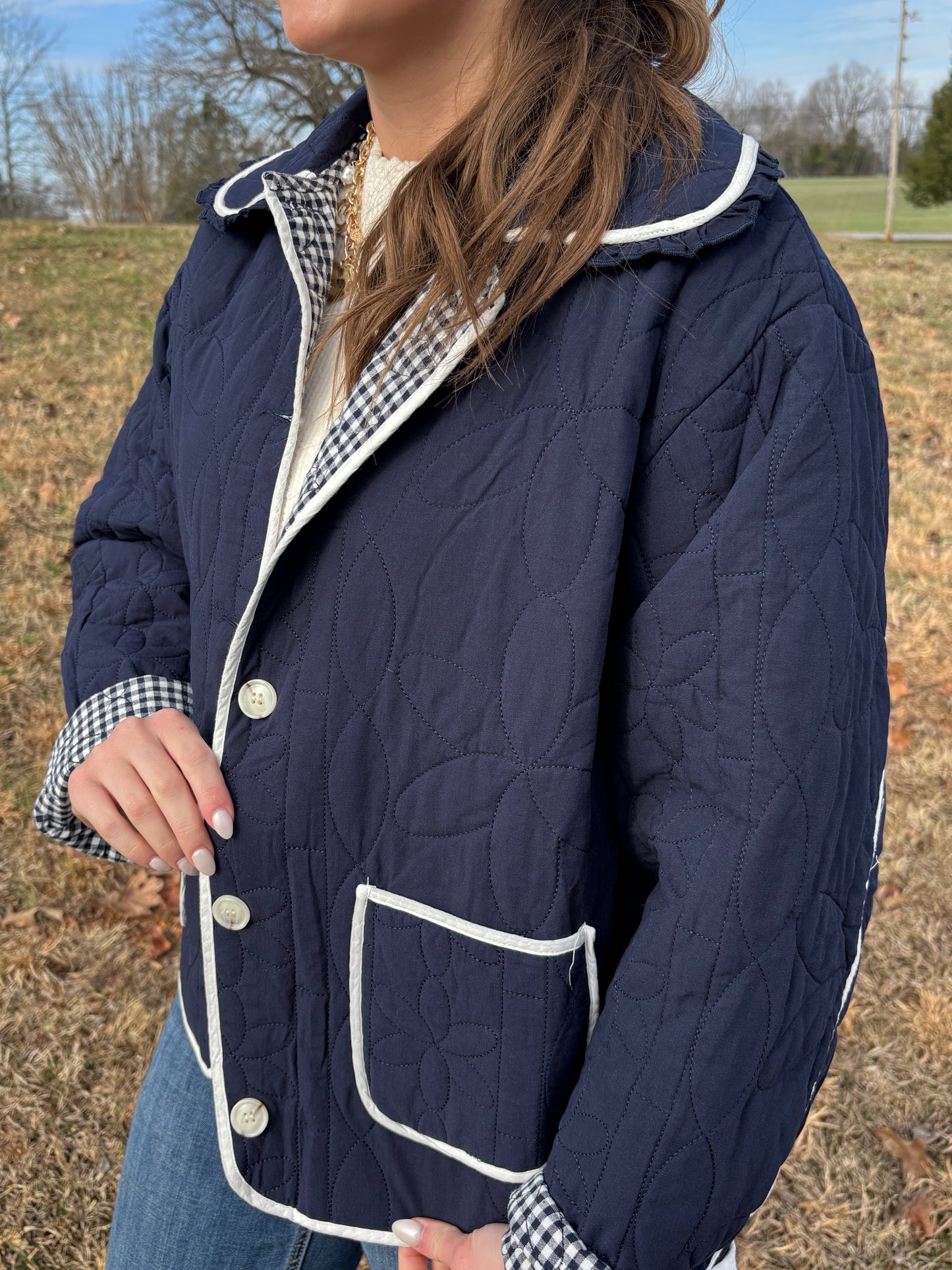 Navy Quilted Jacket
