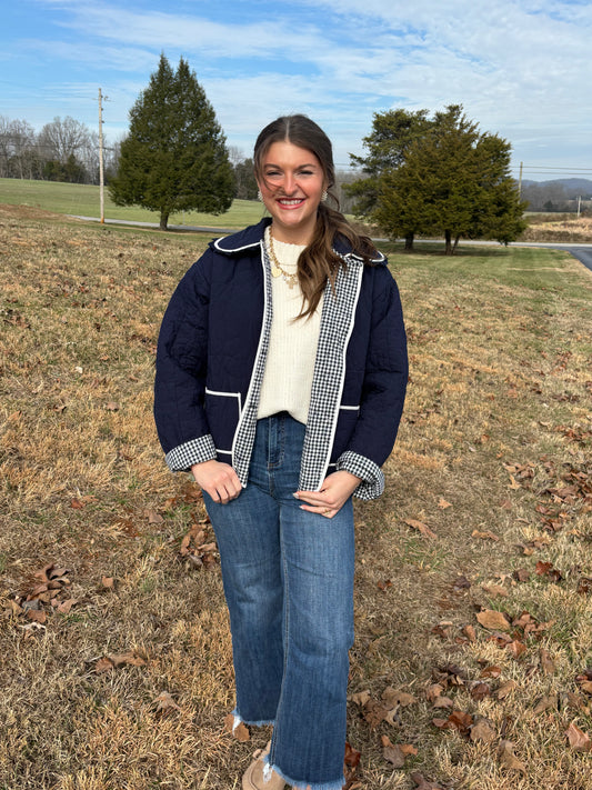Navy Quilted Jacket